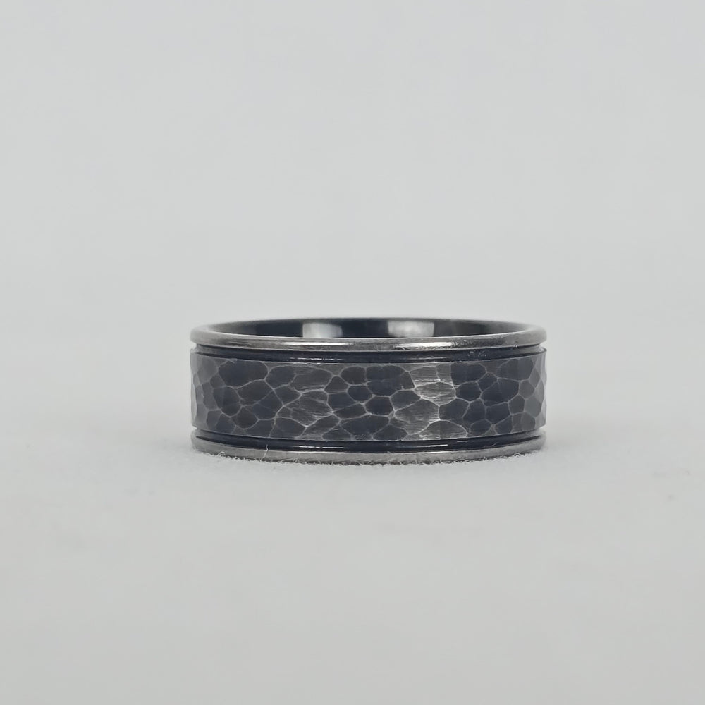Tungsten Carbide Black Grey Honeycomb Band Ring