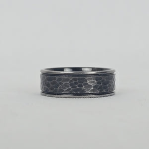 Tungsten Carbide Black Grey Honeycomb Band Ring