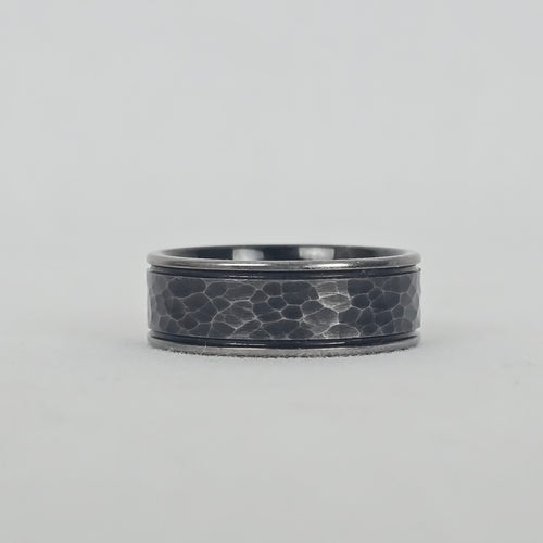 Tungsten Carbide Black Grey Honeycomb Band Ring