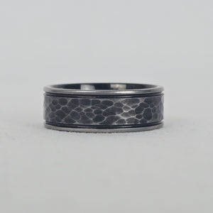 Tungsten Carbide Black Grey Honeycomb Band Ring