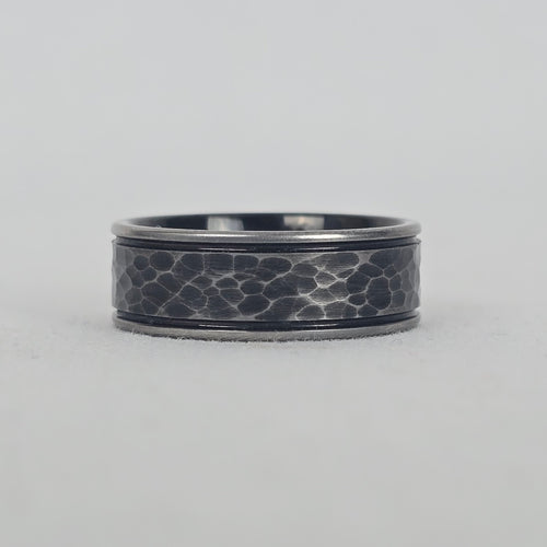 Tungsten Carbide Black Grey Honeycomb Band Ring
