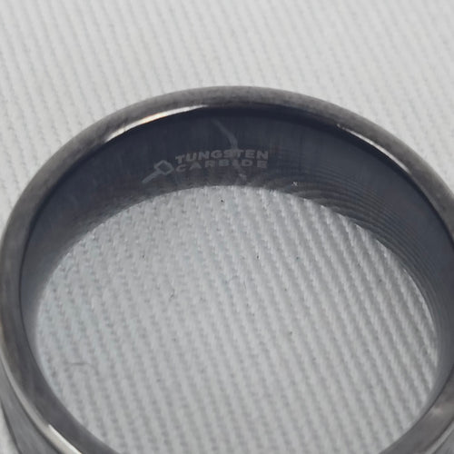 Tungsten Carbide Black Grey Honeycomb Band Ring