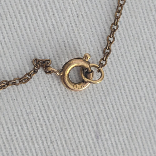 ECO Vintage Gold Tone Purple Stone Faux Pearl Floral Pendant Necklace
