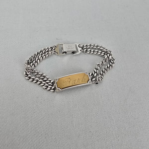 Vintage Speidel Barb ID Bracelet Two Tone Silver Gold Chain