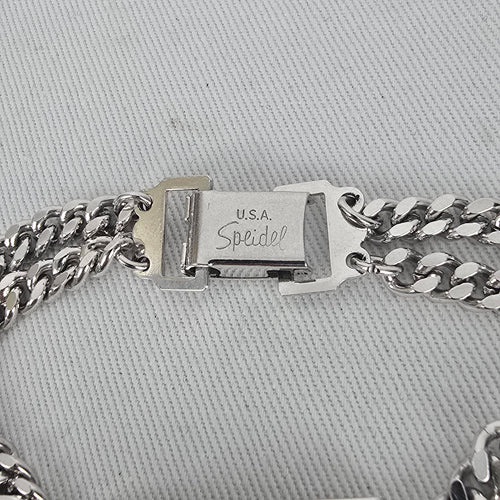 Vintage Speidel Barb ID Bracelet Two Tone Silver Gold Chain