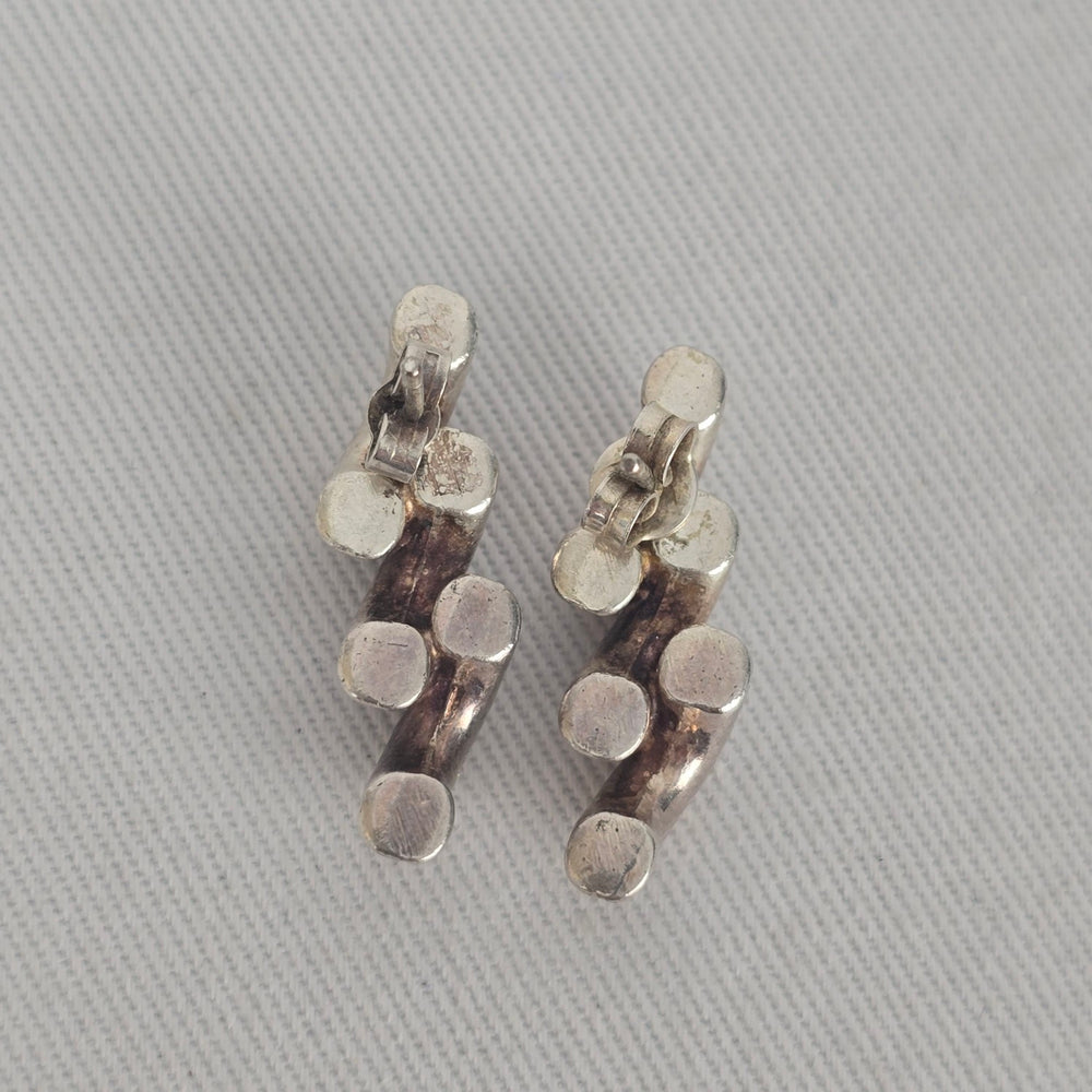 Sterling Silver 925 Swirl Wave Stud Earrings Brushed Textured Design