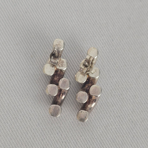 Sterling Silver 925 Swirl Wave Stud Earrings Brushed Textured Design