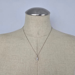 Sterling Silver 925 Marquise CZ Crystal Pendant Necklace Dainty Silver Chain