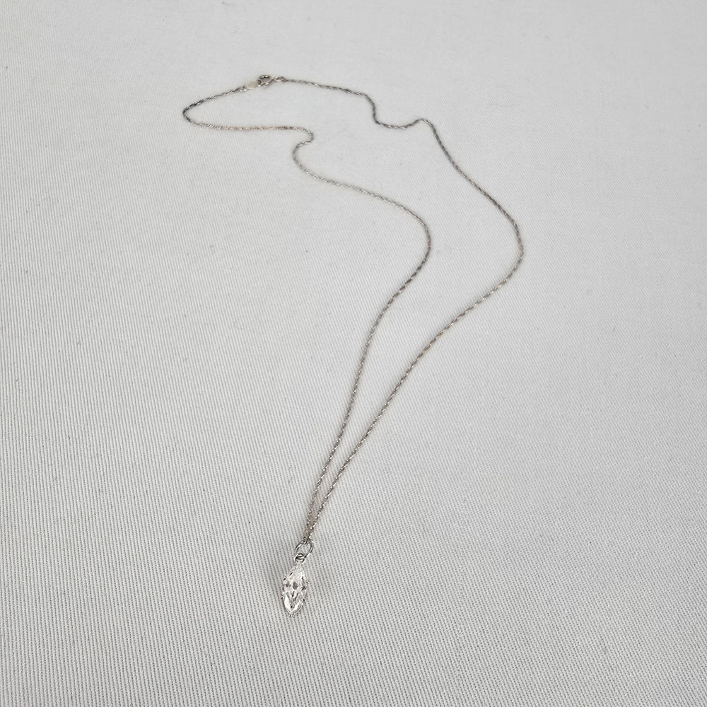 Sterling Silver 925 Marquise CZ Crystal Pendant Necklace Dainty Silver Chain