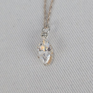 Sterling Silver 925 Marquise CZ Crystal Pendant Necklace Dainty Silver Chain
