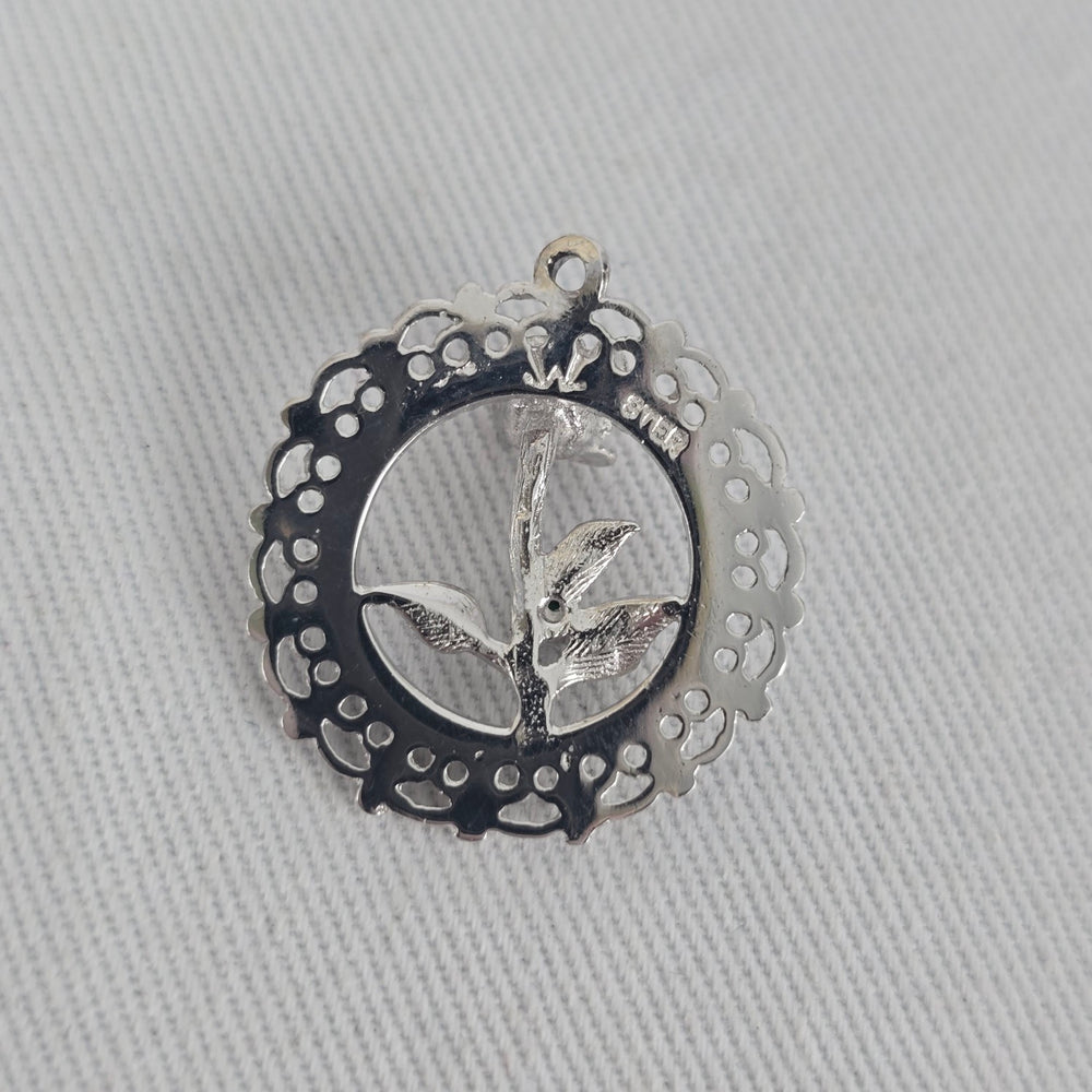 Date to Remember Sterling Silver Rose Bracelet Charm Red Green Accent Stones