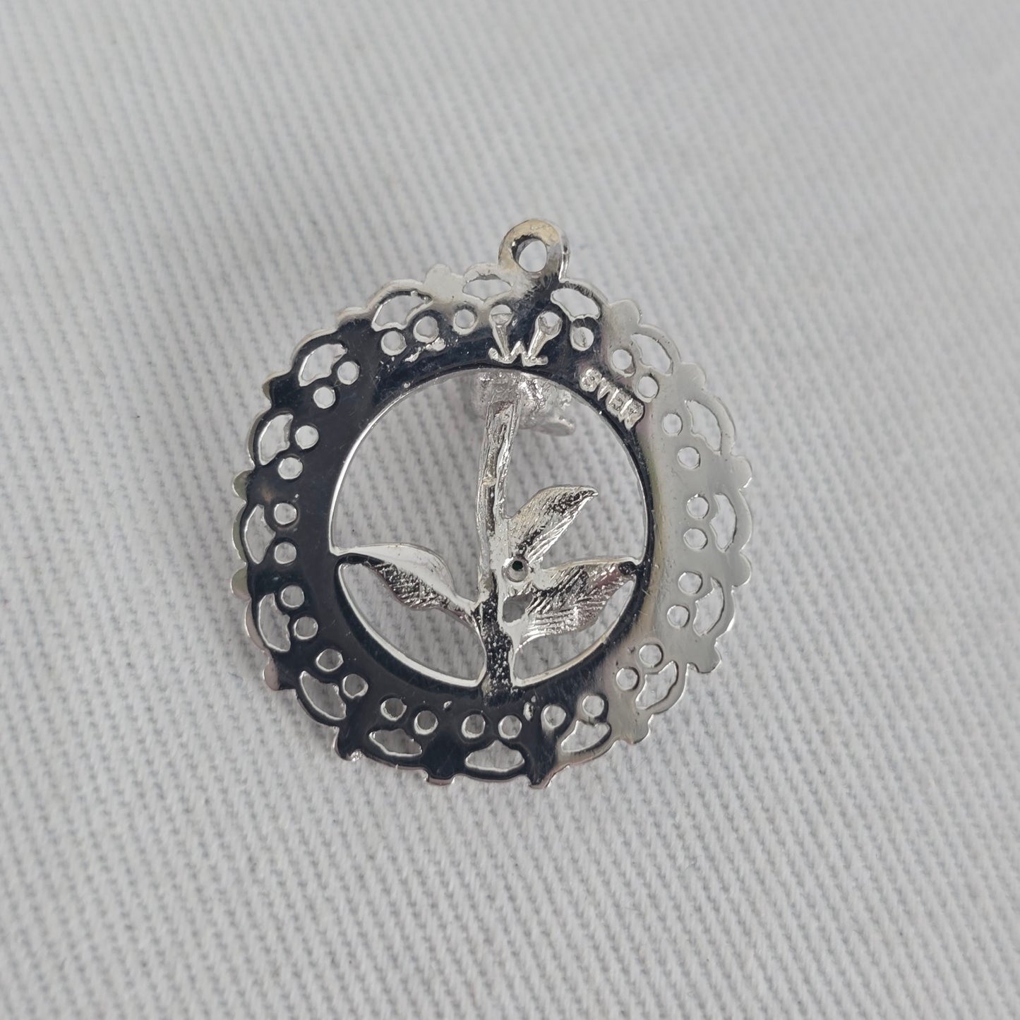 Date to Remember Sterling Silver Rose Bracelet Charm Red Green Accent Stones