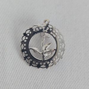 Date to Remember Sterling Silver Rose Bracelet Charm Red Green Accent Stones