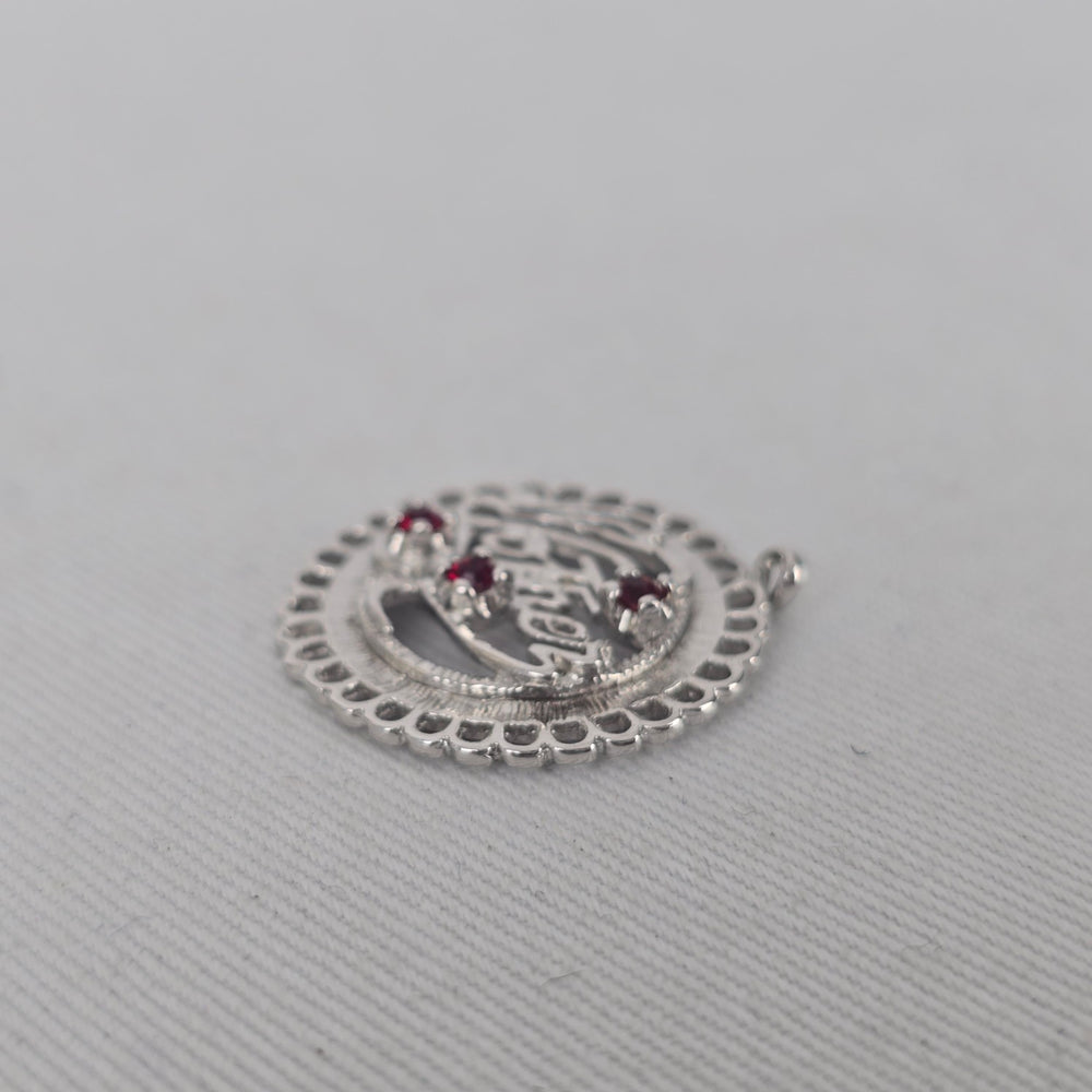 Sterling Silver Mother Bracelet Charm Red Accent Gem Stones