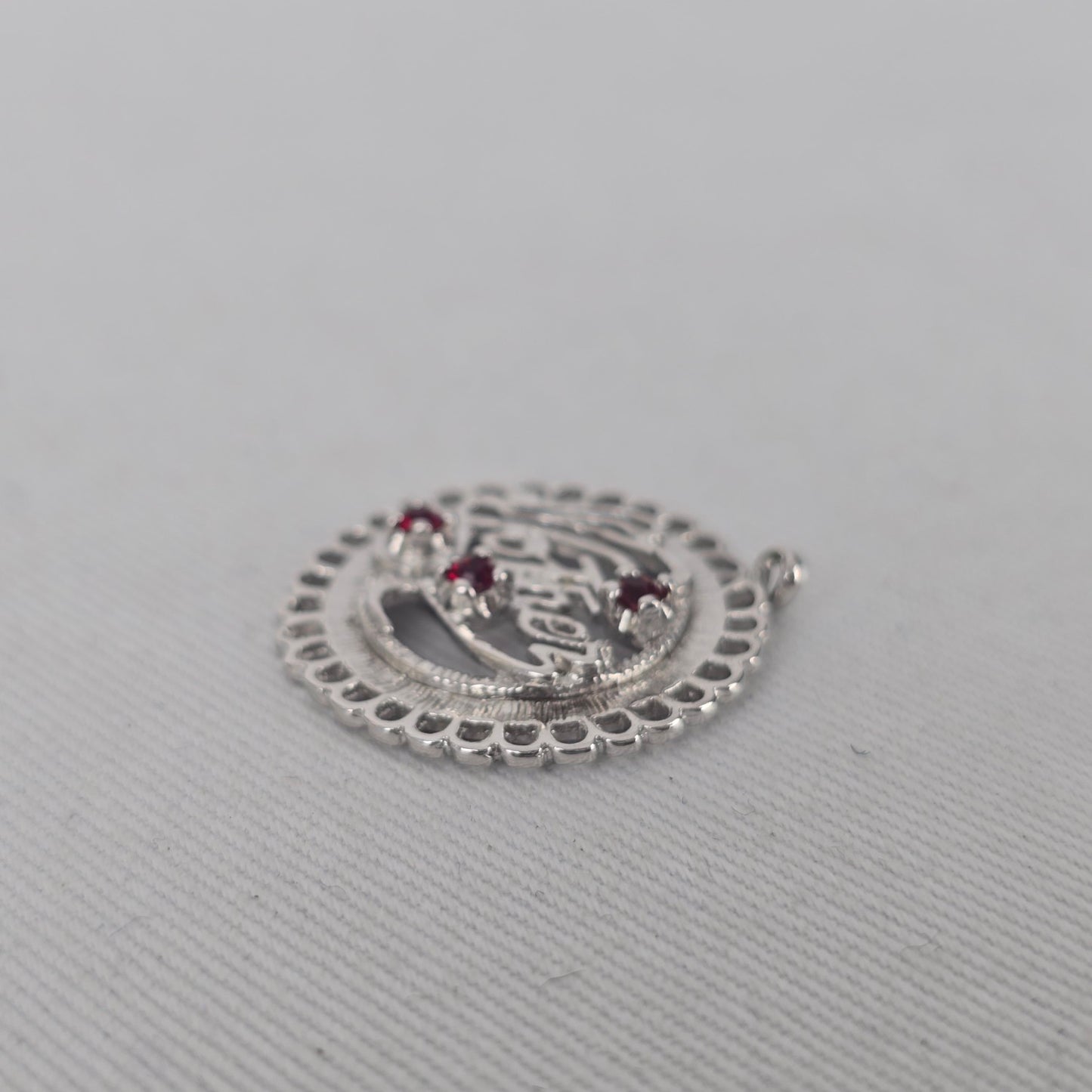 Sterling Silver Mother Bracelet Charm Red Accent Gem Stones