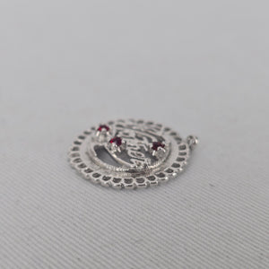 Sterling Silver Mother Bracelet Charm Red Accent Gem Stones
