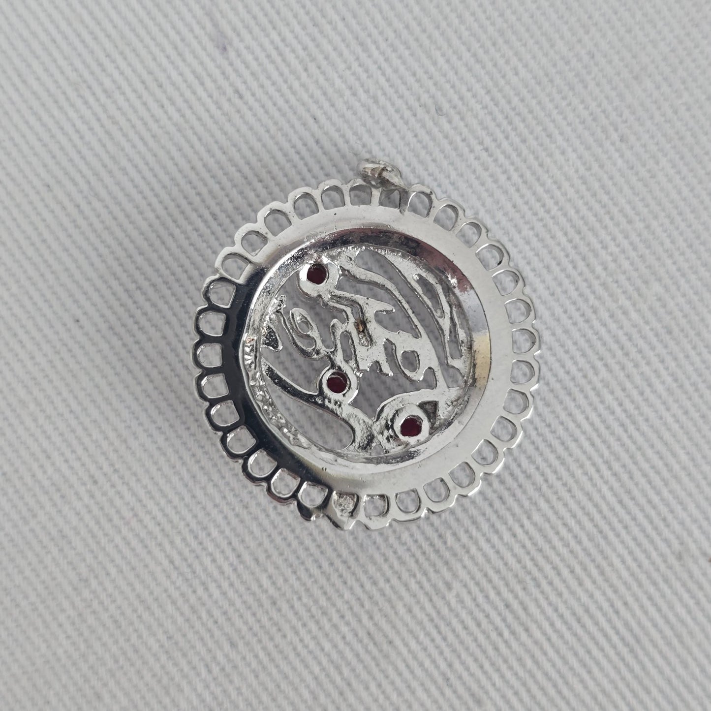 Sterling Silver Mother Bracelet Charm Red Accent Gem Stones