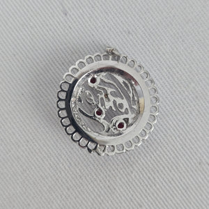 Sterling Silver Mother Bracelet Charm Red Accent Gem Stones