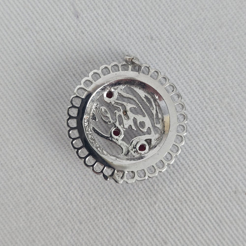 Sterling Silver Mother Bracelet Charm Red Accent Gem Stones