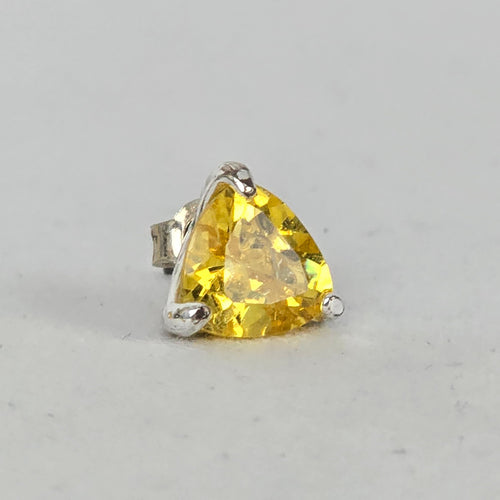 Sterling Silver 925 Yellow Triangle Cut CZ Stud Earrings