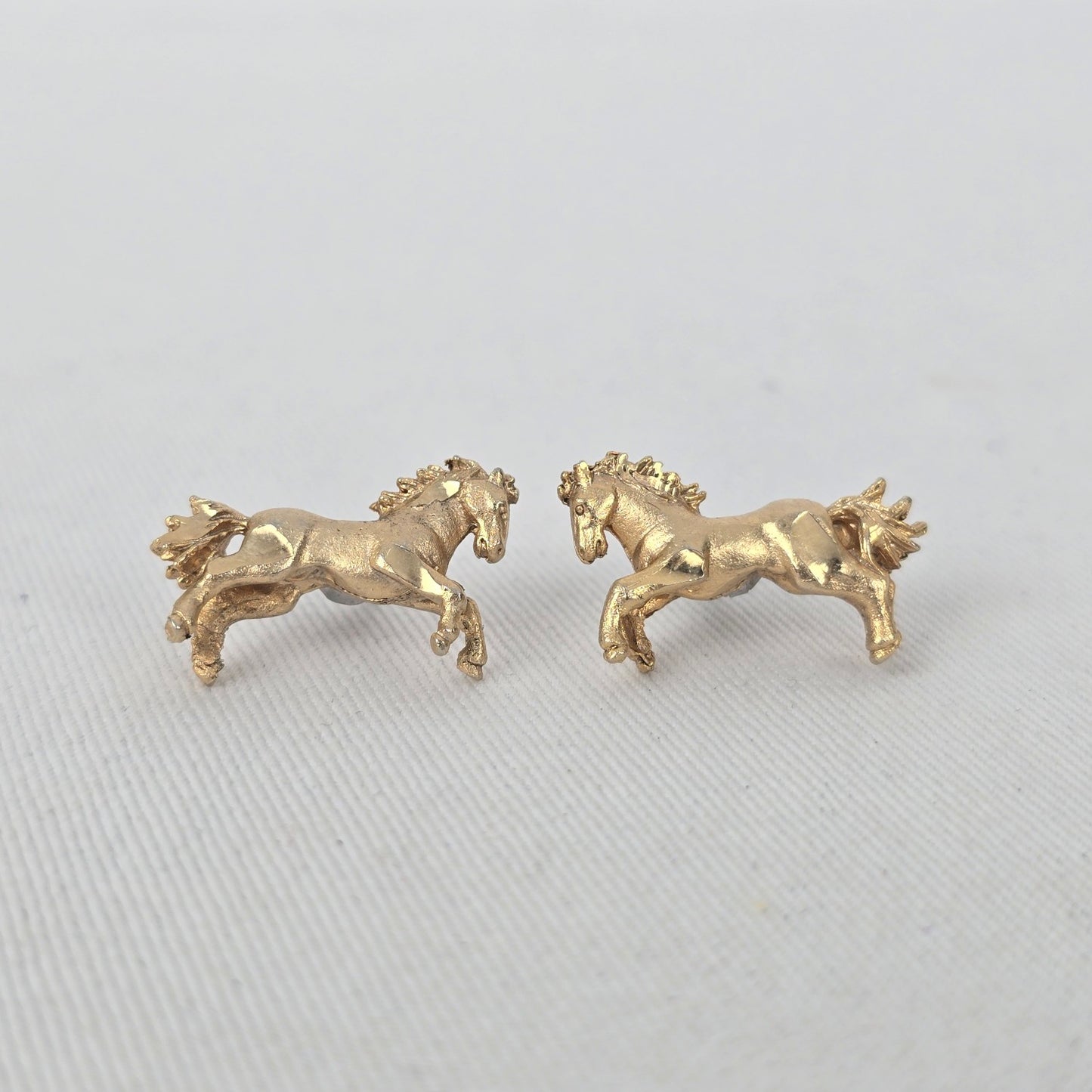 Gold Tone Horse Stud Earrings Equestrian Jewelry