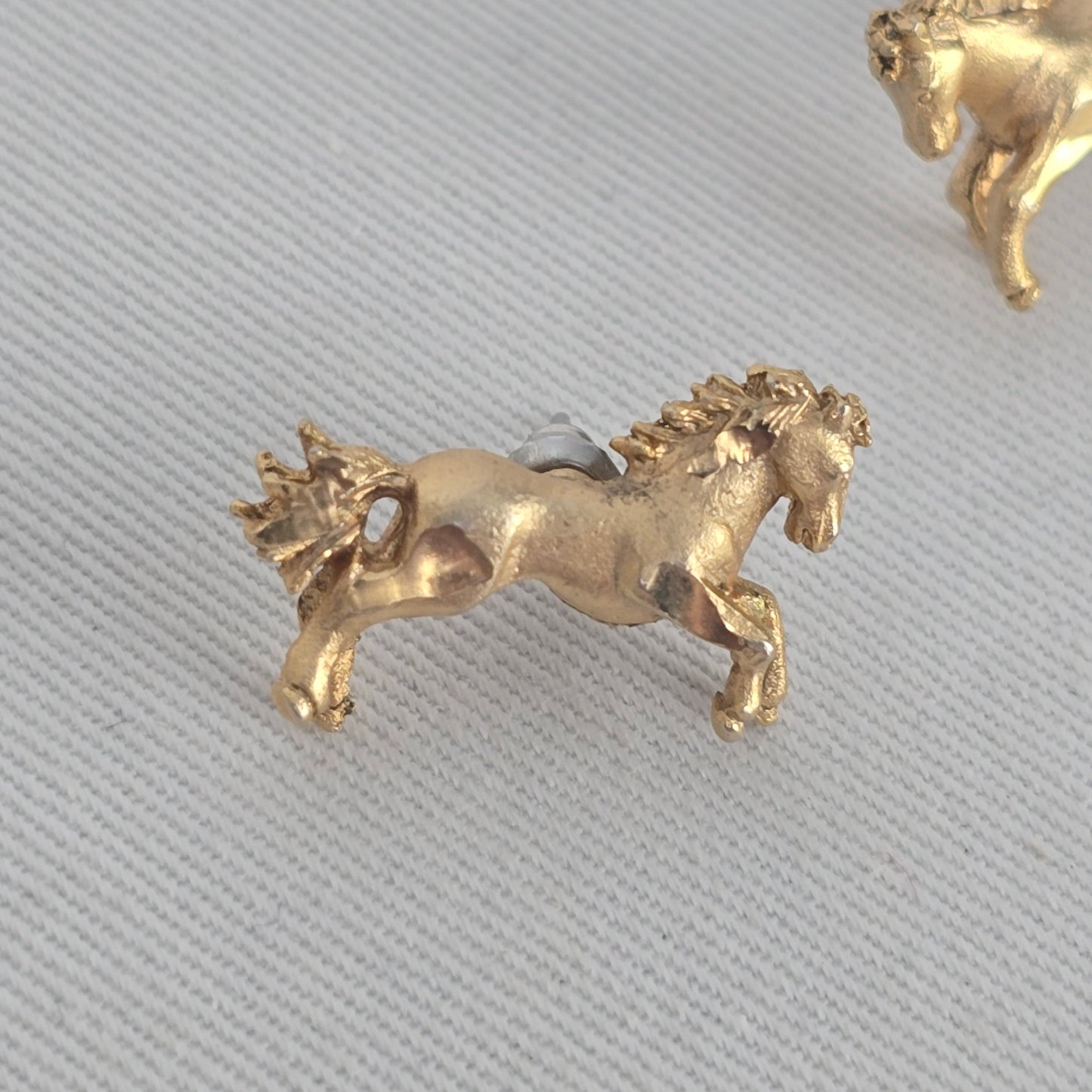 Gold Tone Horse Stud Earrings Equestrian Jewelry