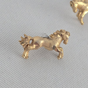 Gold Tone Horse Stud Earrings Equestrian Jewelry