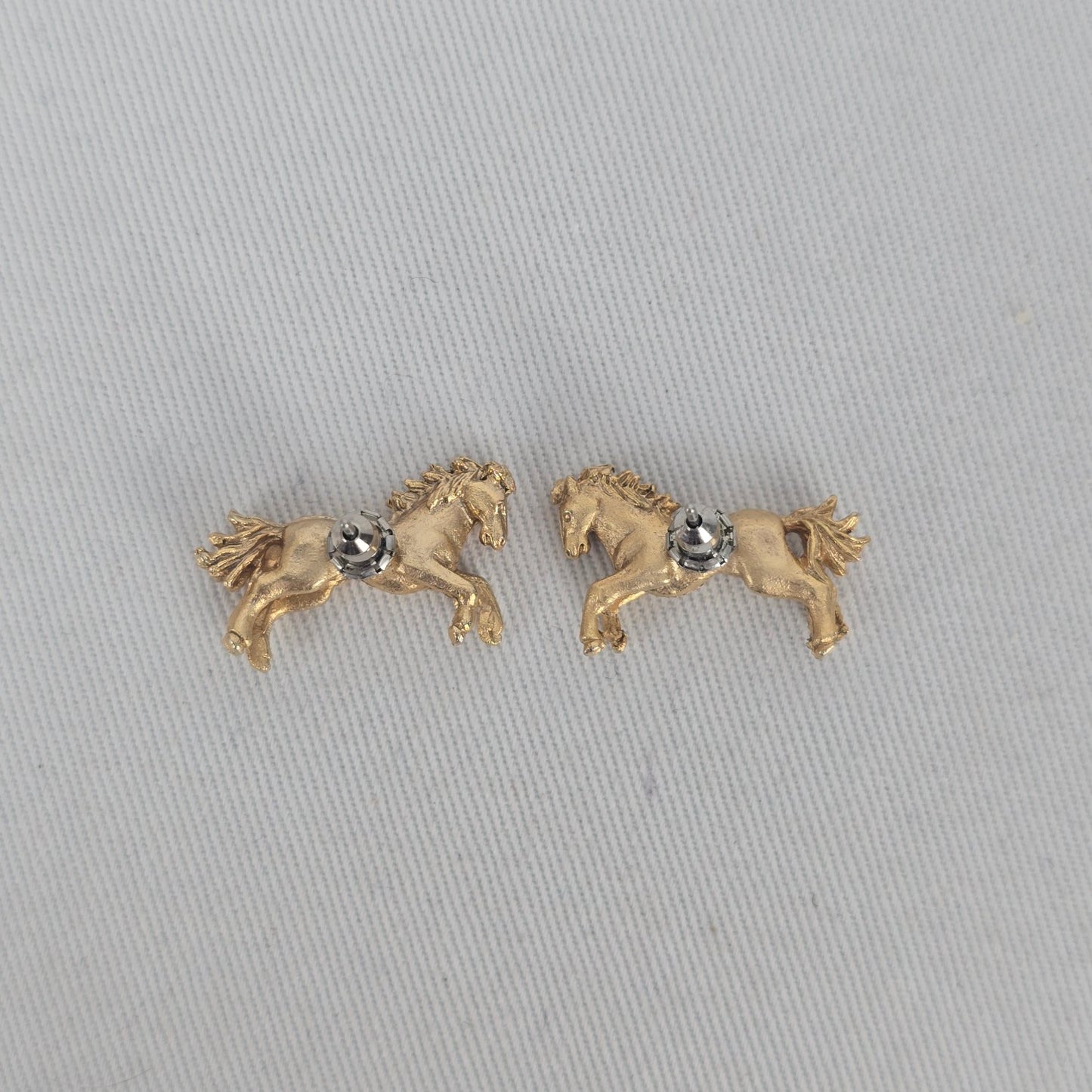 Gold Tone Horse Stud Earrings Equestrian Jewelry