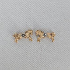 Gold Tone Horse Stud Earrings Equestrian Jewelry