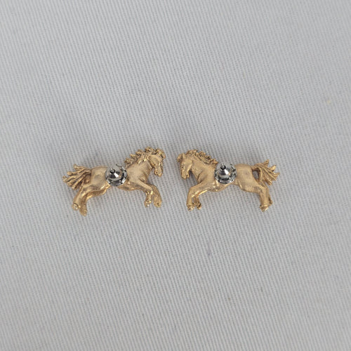 Gold Tone Horse Stud Earrings Equestrian Jewelry