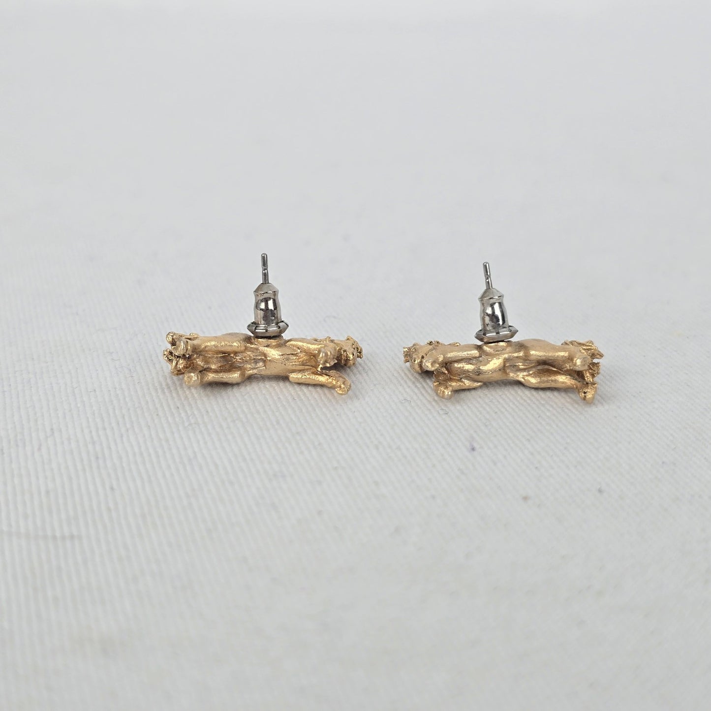 Gold Tone Horse Stud Earrings Equestrian Jewelry