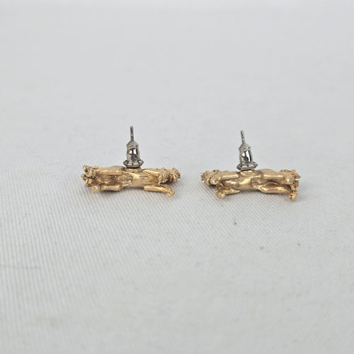 Gold Tone Horse Stud Earrings Equestrian Jewelry