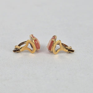 Vintage Cameo Clip On Earrings Gold Tone Coral Cream Profile