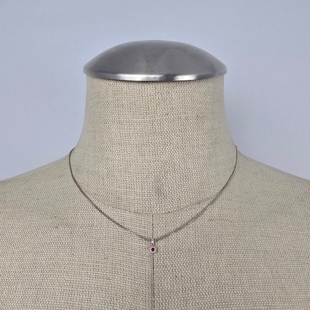 Tash Sterling Silver 925 Red Stone Pendant Necklace Dainty Box Chain