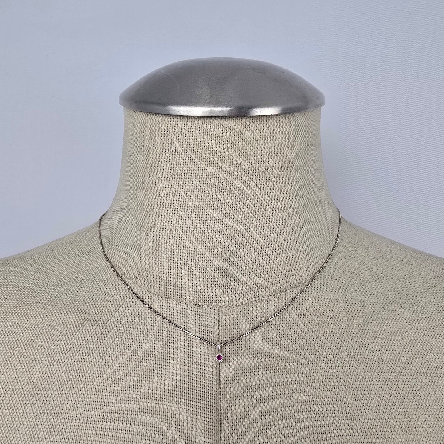 Tash Sterling Silver 925 Red Stone Pendant Necklace Dainty Box Chain