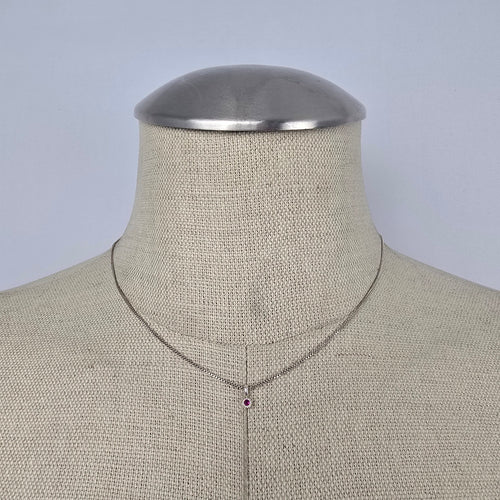 Tash Sterling Silver 925 Red Stone Pendant Necklace Dainty Box Chain