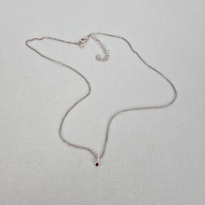 Tash Sterling Silver 925 Red Stone Pendant Necklace Dainty Box Chain