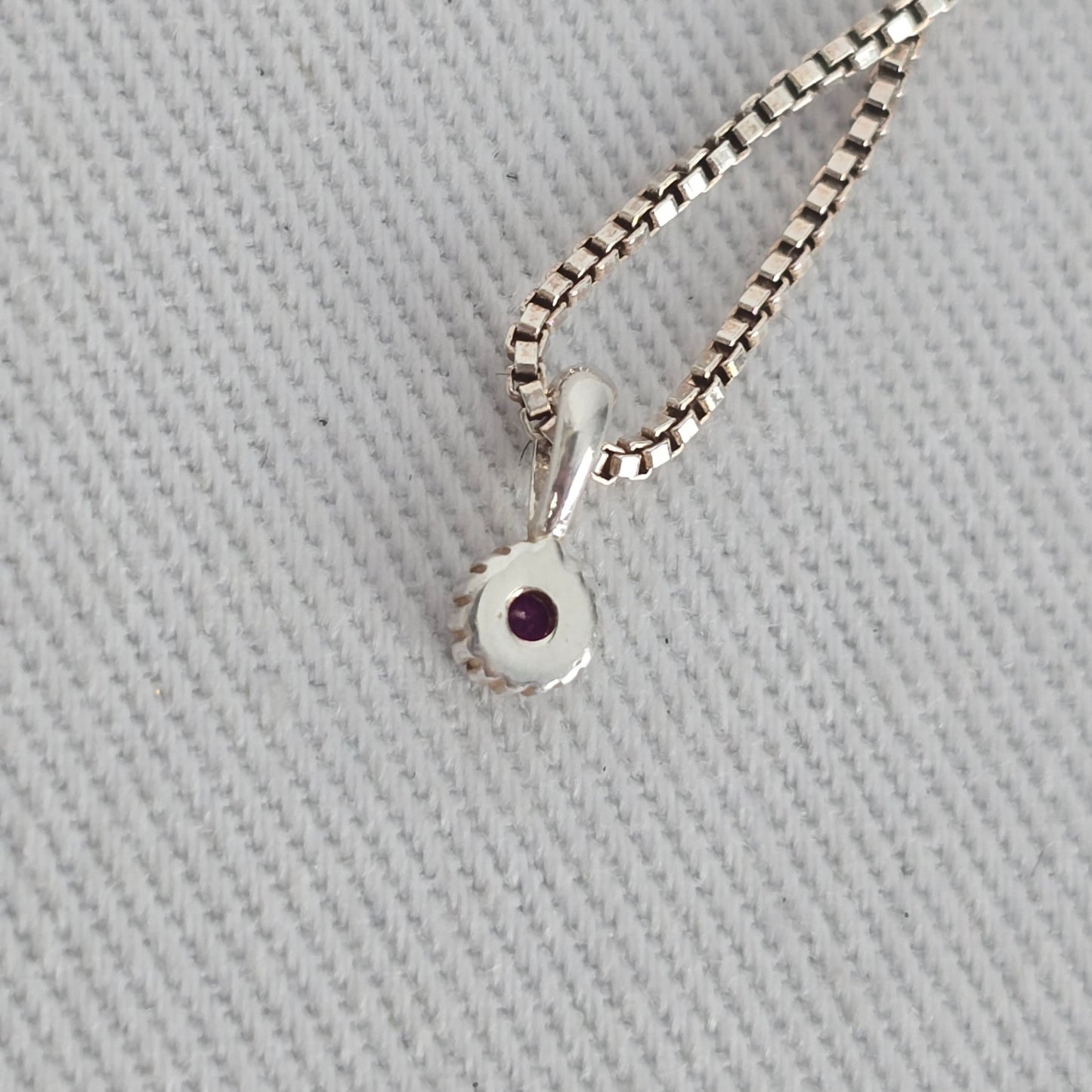 Tash Sterling Silver 925 Red Stone Pendant Necklace Dainty Box Chain