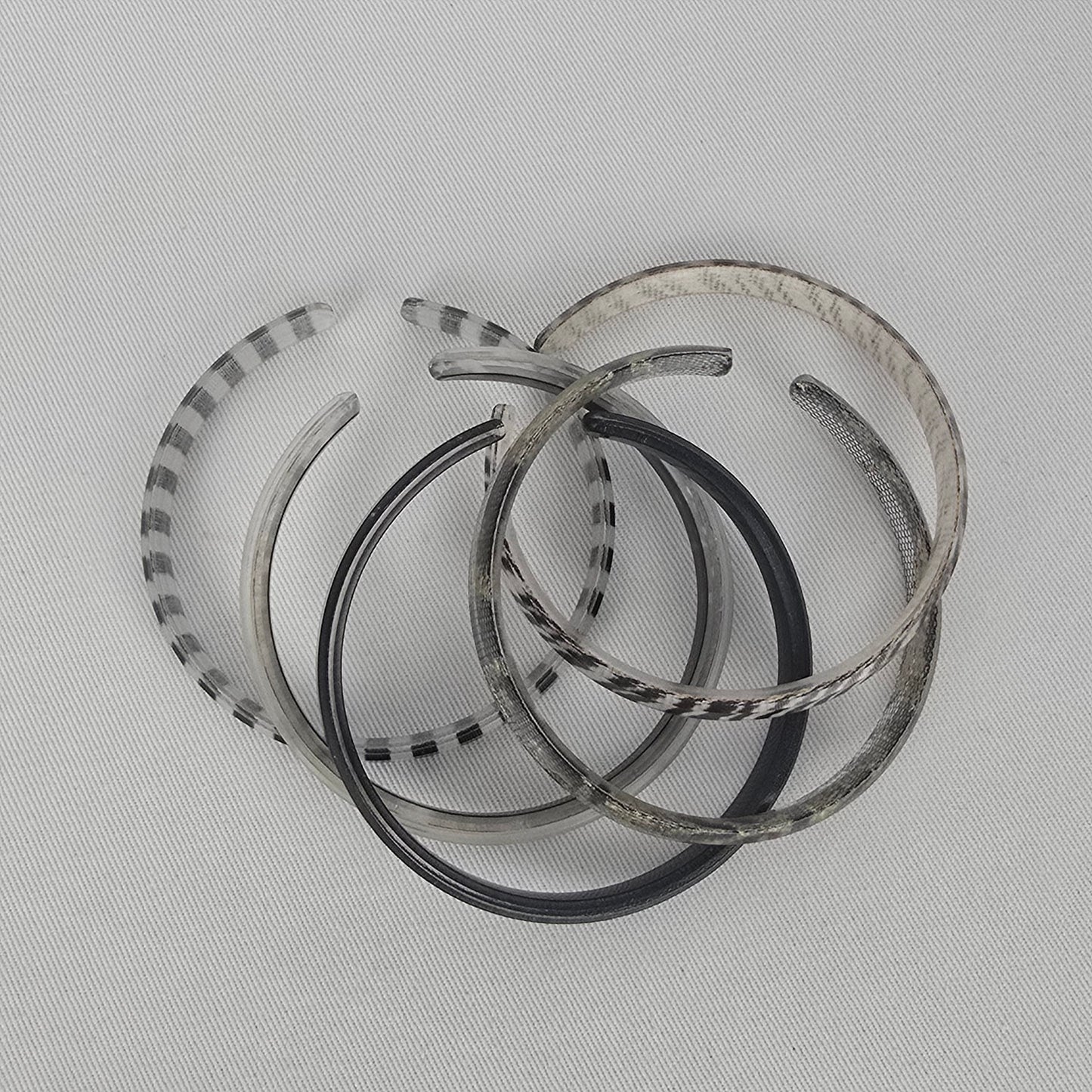 Color by Amber Black White Patterned Stackable Bangle Bracelet Set