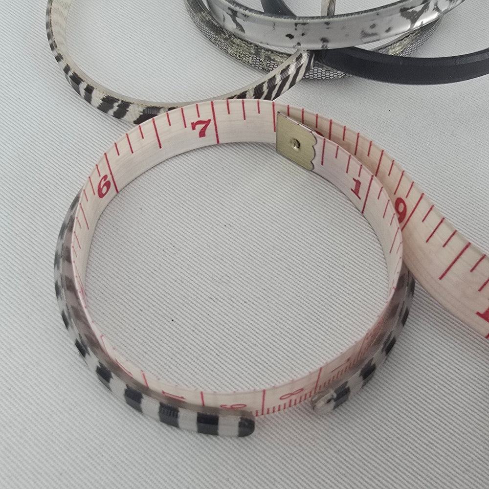 Color by Amber Black White Patterned Stackable Bangle Bracelet Set