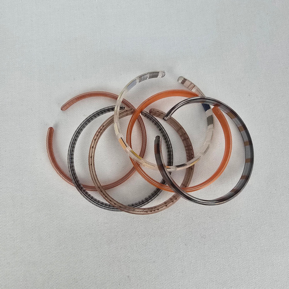 Color by Amber Warm Tone Stackable Bangle Bracelet Set Orange Brown Plaid