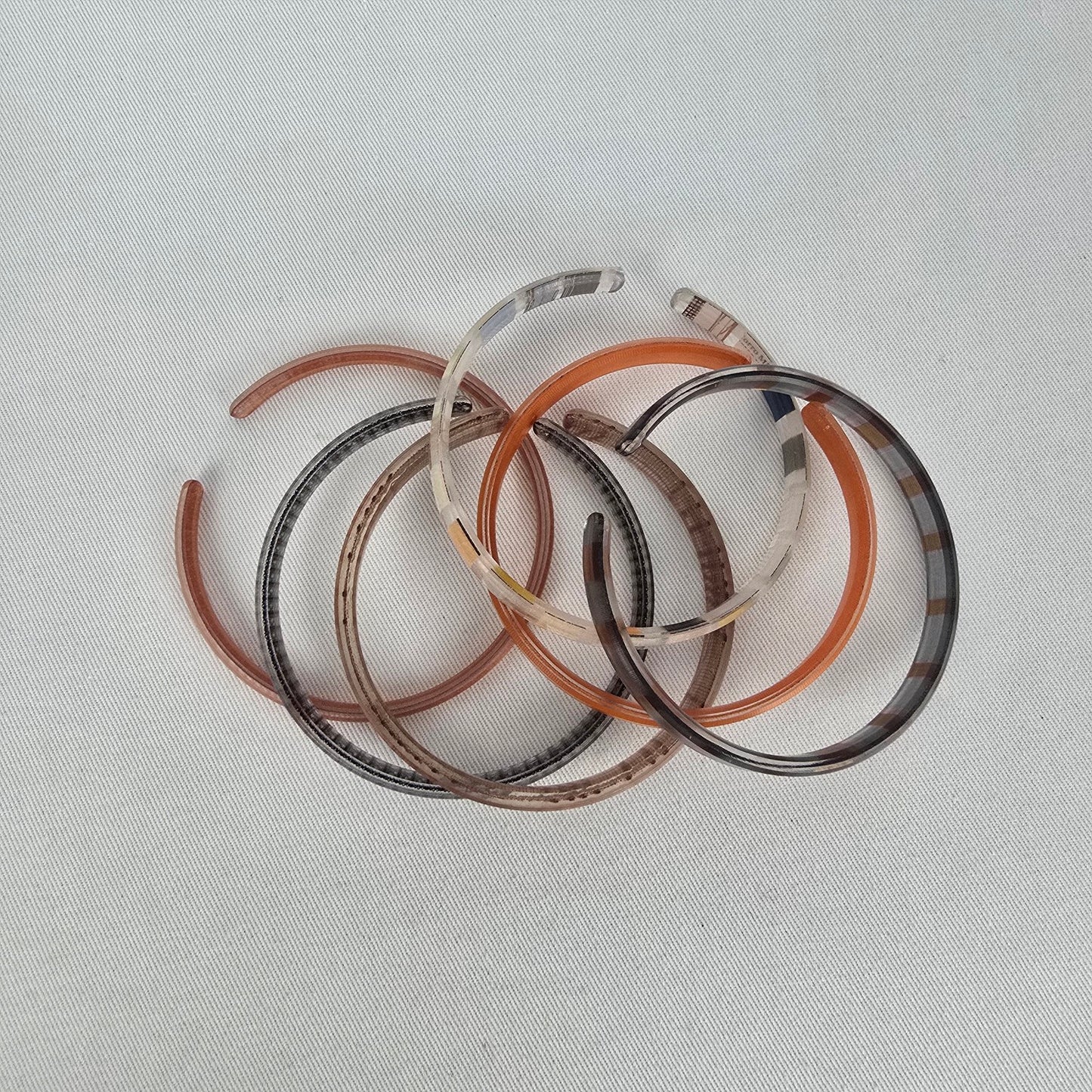 Color by Amber Warm Tone Stackable Bangle Bracelet Set Orange Brown Plaid