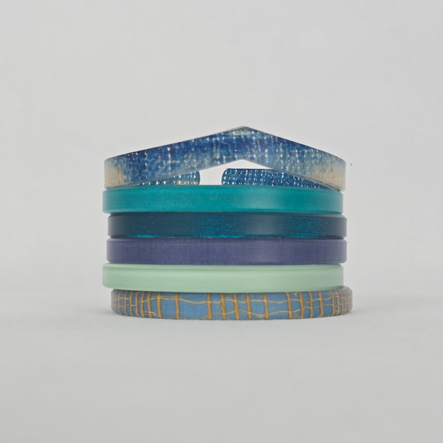 Color by Amber Blue Green Stackable Bangle Bracelet Set Teal Mint Navy