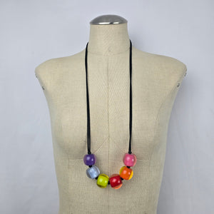 Zsiska Colourful Bead Statement Necklace Black Cord Rainbow Resin Beads adjustable