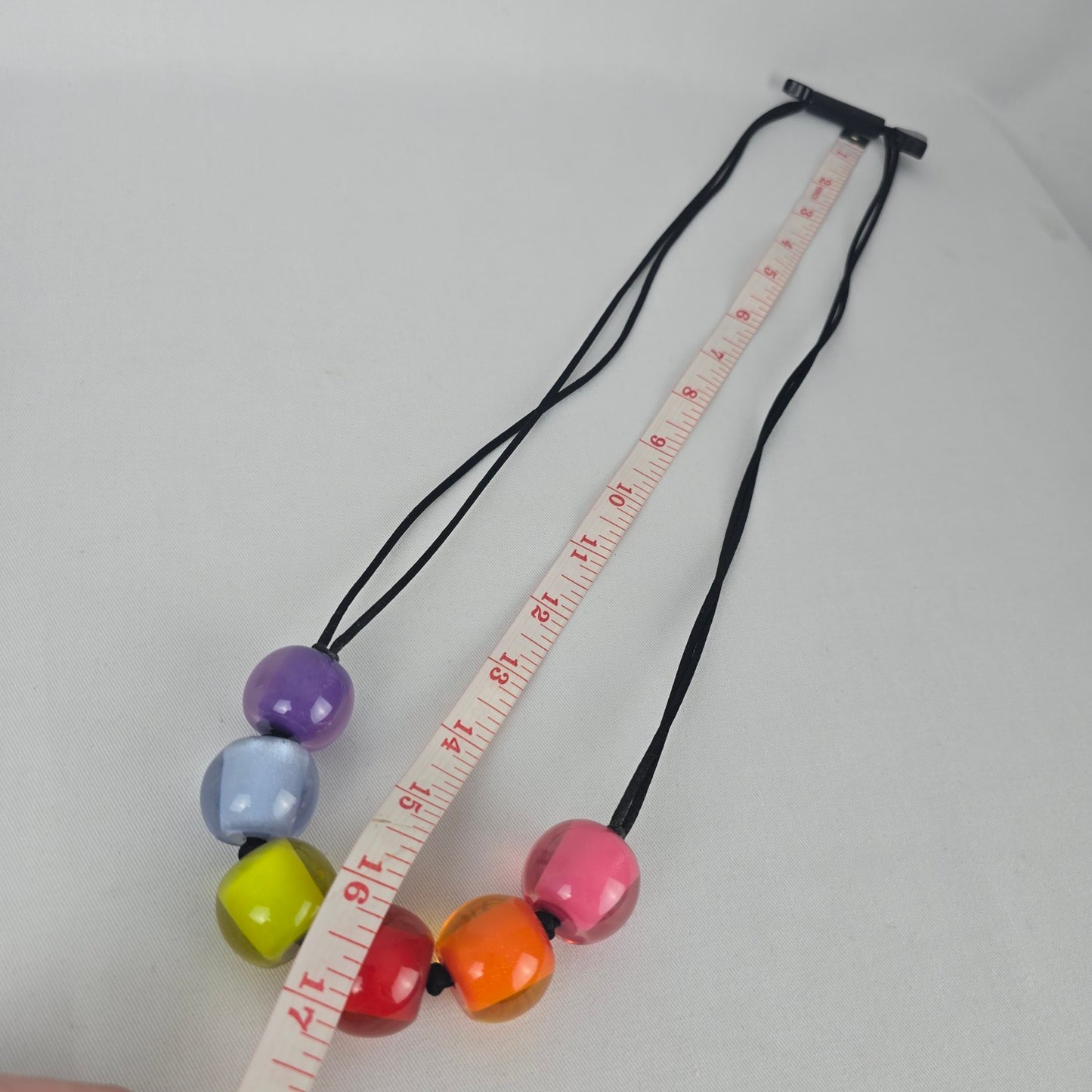 Zsiska Colourful Bead Statement Necklace Black Cord Rainbow Resin Beads adjustable
