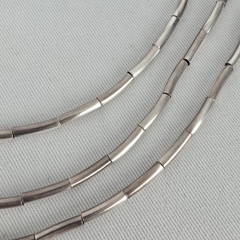 Silpada Black Cord Sterling Silver Tube Bead Multi Strand Necklace