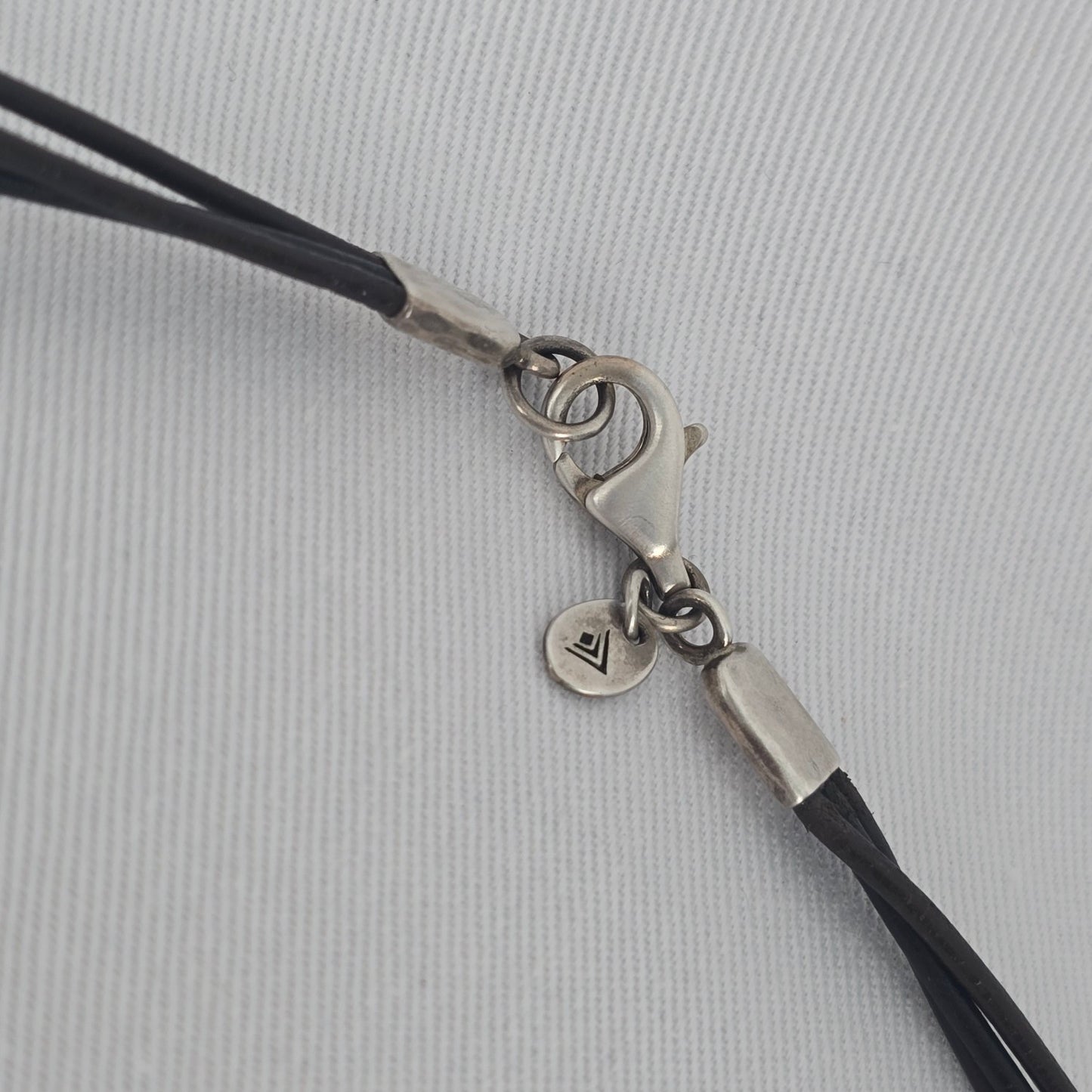 Silpada Black Cord Sterling Silver Tube Bead Multi Strand Necklace