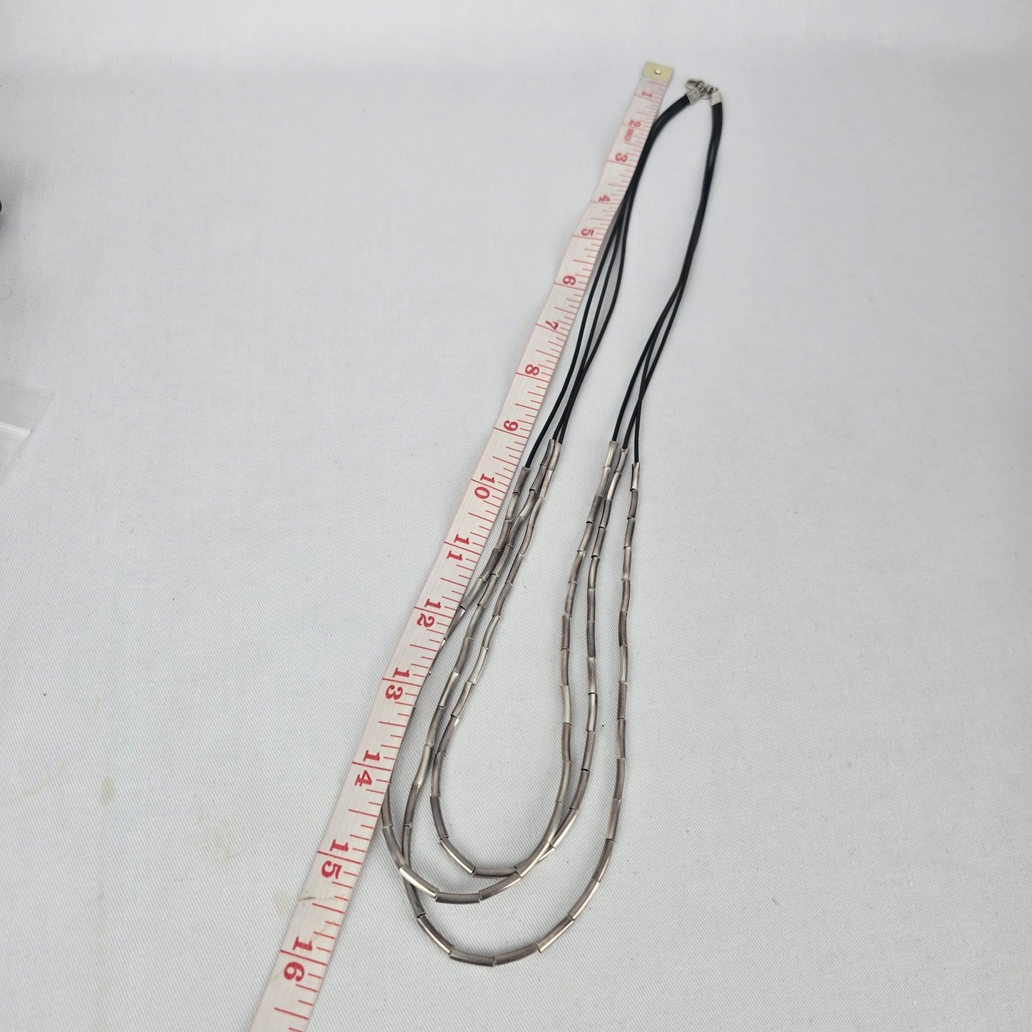 Silpada Black Cord Sterling Silver Tube Bead Multi Strand Necklace