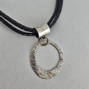 Silpada Sterling Silver Circle Pendant Black Braided Cord Necklace