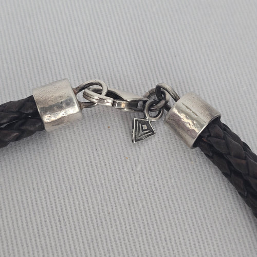 Silpada Sterling Silver Circle Pendant Black Braided Cord Necklace